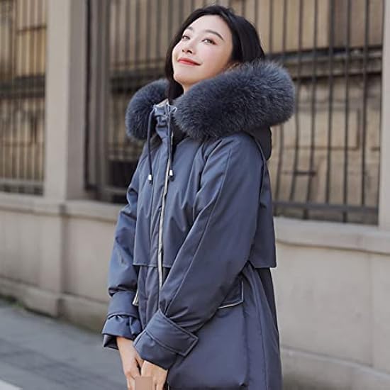 グレー ダウンジャケット フード付き ロング丈